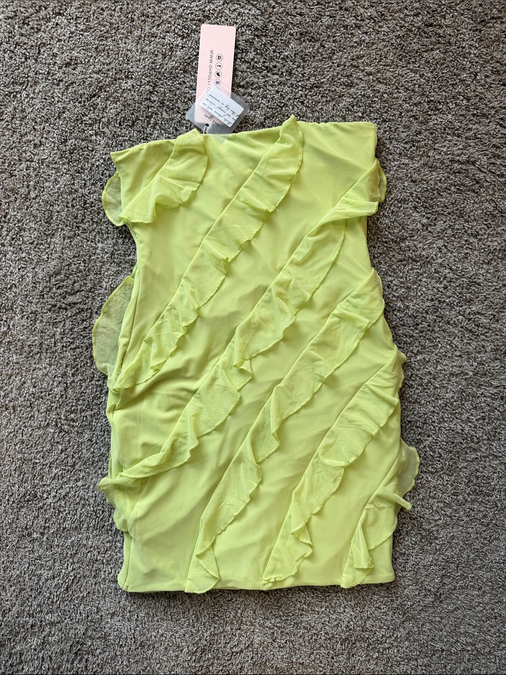 Oh Polly Neon Lime Ruffle Mini Dress